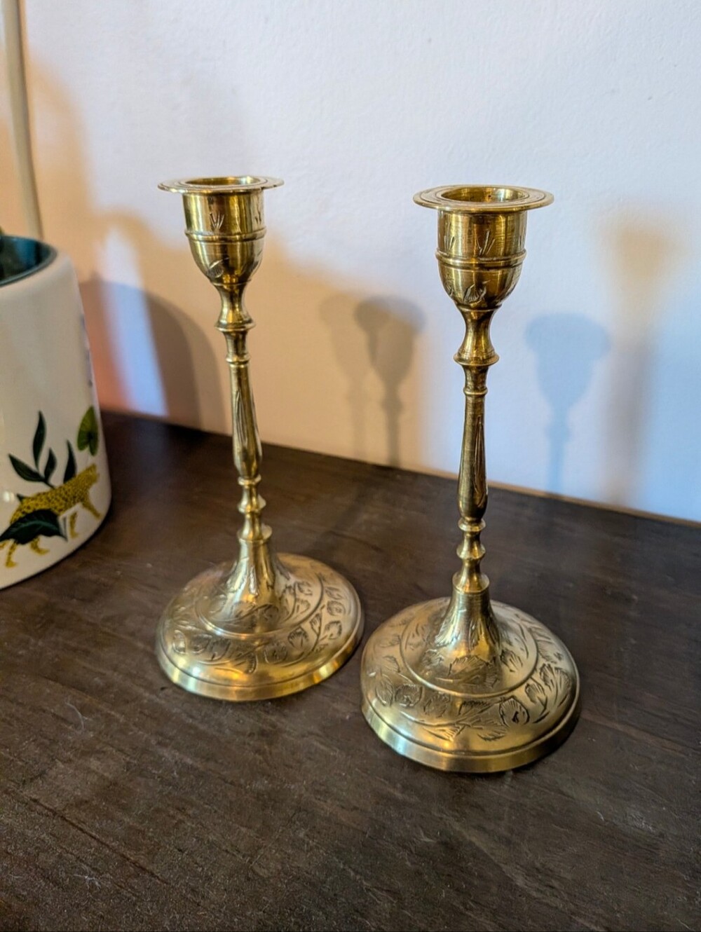 Vintage Brass Candlestick Holders, 6" Tall